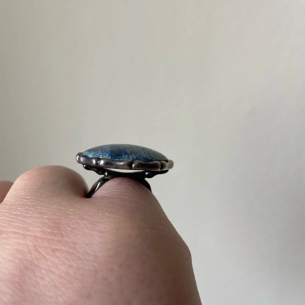 Sterling silver ring with genuine gemstone, size 7.5 US